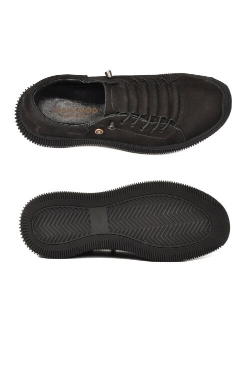 Siyah Nubuk Hakiki Deri Ortopedik Kadın Casual Ayakkabı 5605 Z