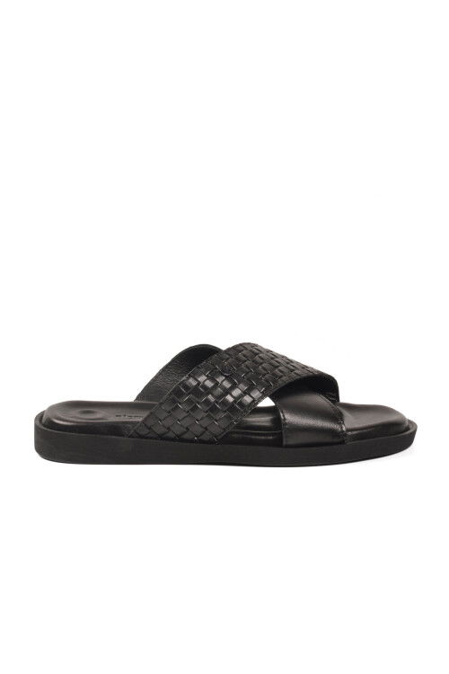 Siyah Çapraz Bantlı Hafif Erkek Günlük Terlik PC-7341 M