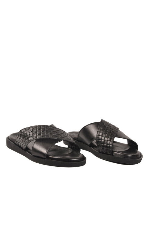 Siyah Çapraz Bantlı Hafif Erkek Günlük Terlik PC-7341 M