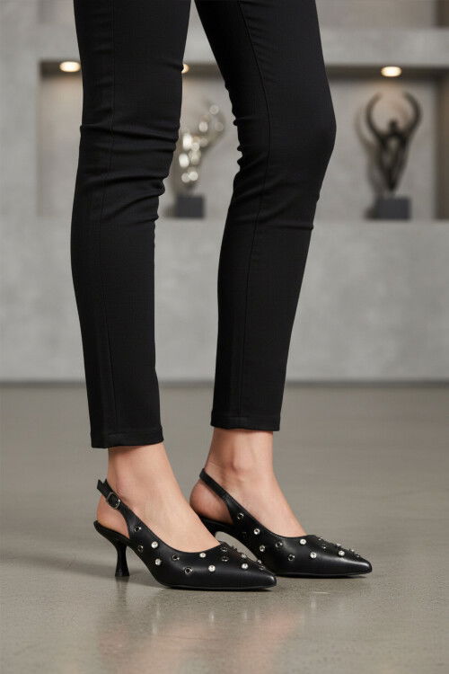 Siyah İnce Topuklu Kadın Abiye Ayakkabı 519150 Z