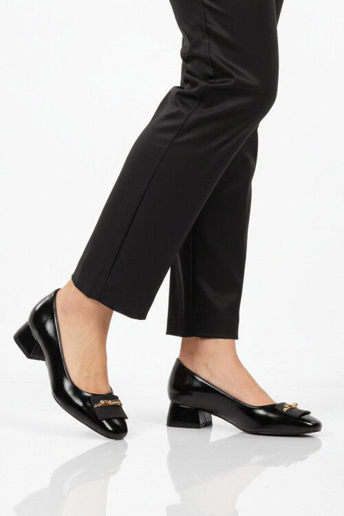 Siyah Geniş Kalıp Kadın Topuklu Abiye Ayakkabı 608420 Z