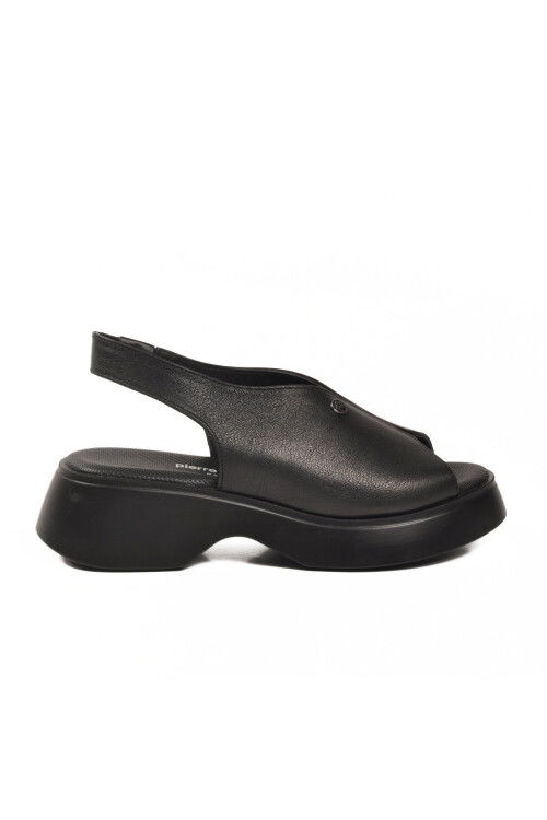 Siyah Kadın Günlük Topuklu Sandalet PC-7390 Z