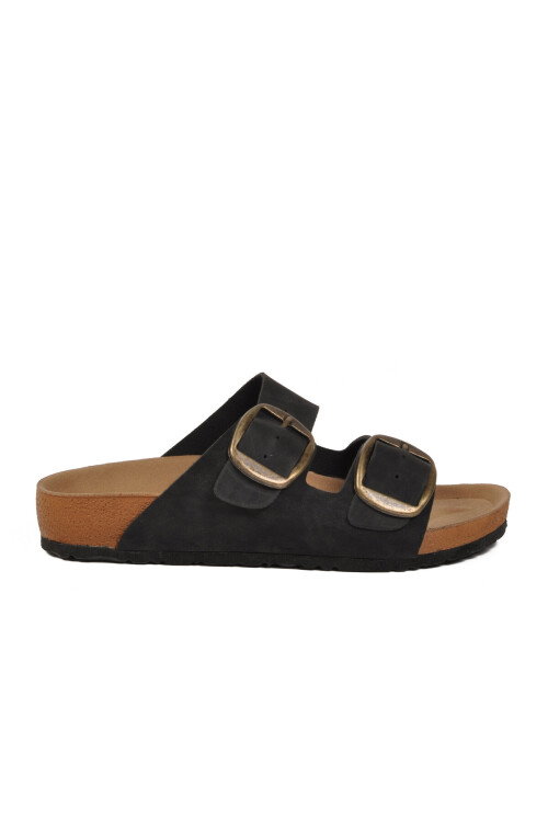 Siyah Çift Bantlı Kadın Hafif Günlük Terlik PC-7551 Z