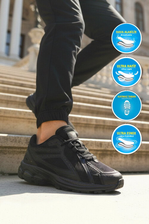 Siyah Fileli Hafif Hava Alabilen Erkek Spor Ayakkabı 1505 Ruth M