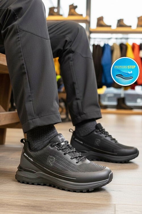 Siyah Hafızalı Taban Bağcıklı Kaymaz Taban Erkek Spor Ayakkabı PCI-11076 M