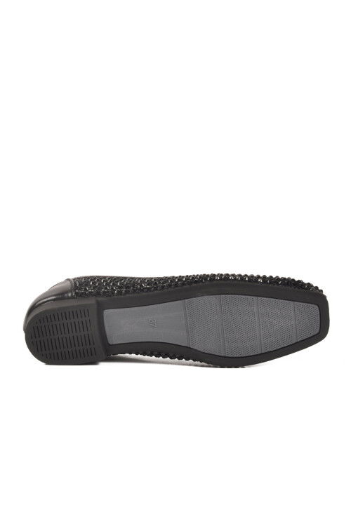 Siyah Taş İşlemeli Hafif Kadın Babet Ayakkabı 357242 Z