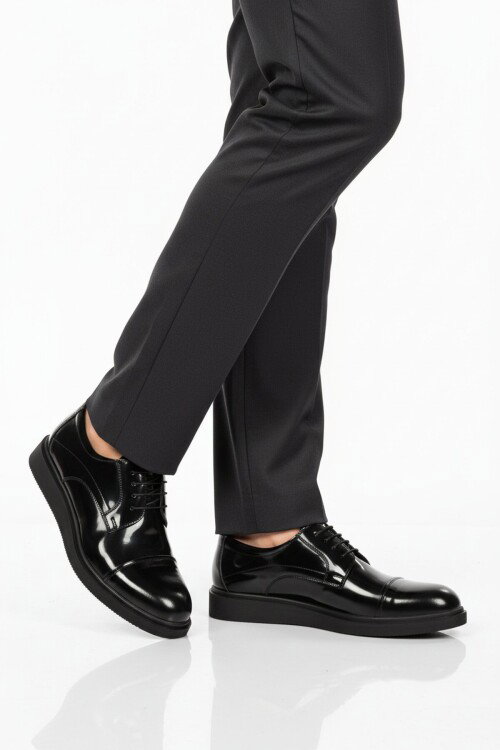 Siyah Rugan Hakiki Deri Erkek Casual Ayakkabı 917 M