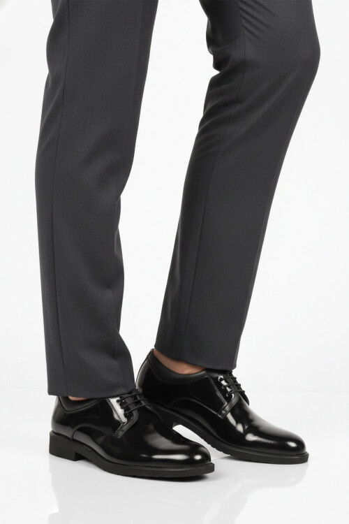 Siyah Rugan Hakiki Deri Erkek Casual Ayakkabı 023 M