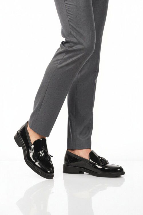 Siyah Rugan Hakiki Deri Erkek Casual Ayakkabı 2208 M