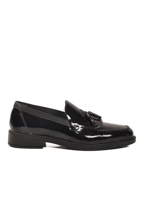 Siyah Rugan Hakiki Deri Erkek Casual Ayakkabı 2208 M