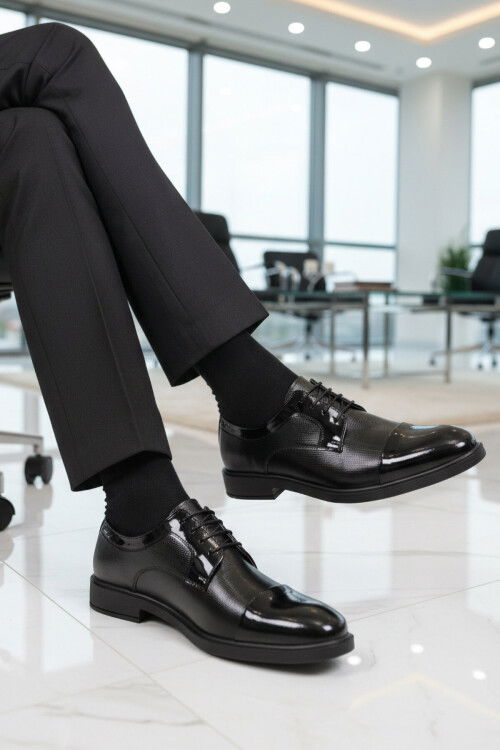 Siyah Rugan Hakiki Deri Erkek Casual Ayakkabı 821 M