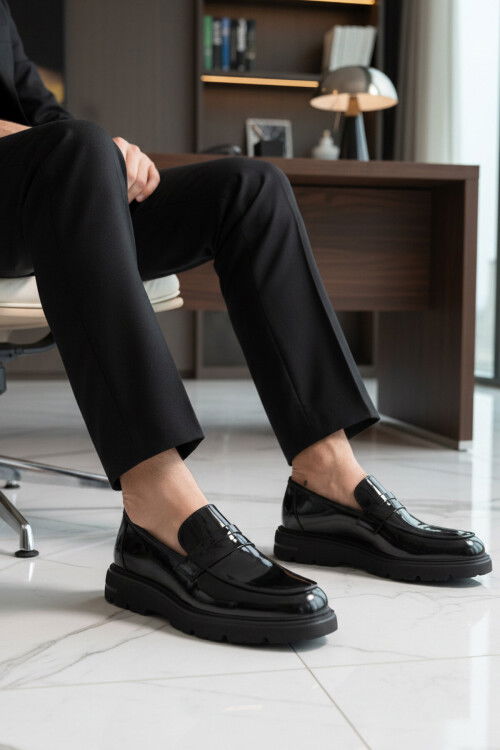 Black Patent Leather Genuine Leather Mens Classic Shoes 020 M