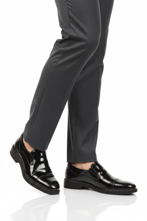 Siyah Rugan Hakiki Deri Kaymaz Taban Erkek Klasik Ayakkabı 916 M