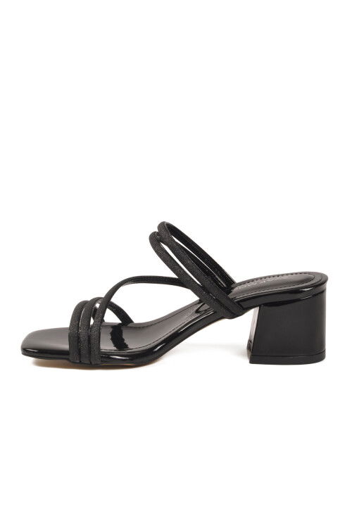 Siyah Rugan Taşlı Özel Gün Davet Kadın Topuklu Abiye Ayakkabı 643332 Z