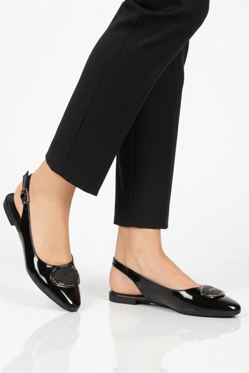 Siyah Rugan Hafif İnce Taban Kadın Babet 209196 Z