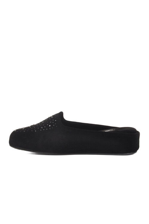 Siyah Süet Hafif Önü Kapalı Tekstil Kadın Ev Terliği PC-55369 Z