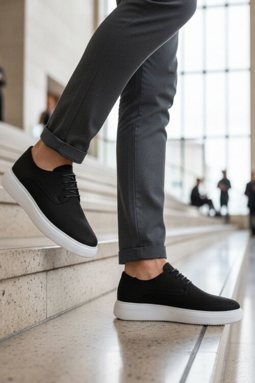 Siyah Süet Bağcıklı Erkek Casual Ayakkabı 596 M