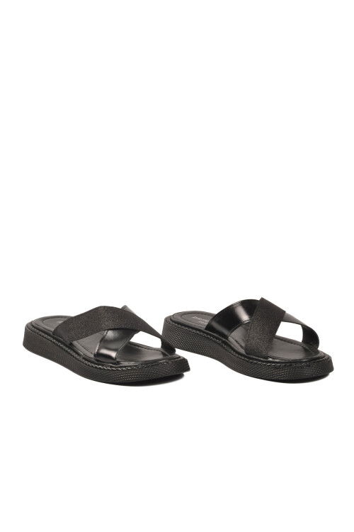 Siyah Çapraz Bantlı Hafif Kadın Terlik PC-54688 Z