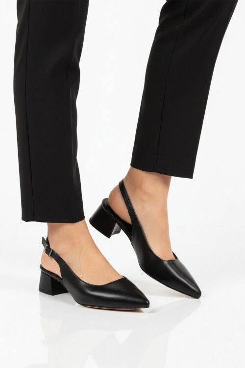 Siyah Kadın Topuklu Abiye Ayakkabı 323101 Z
