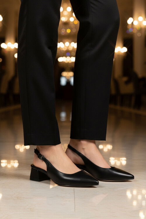 Siyah Kadın Topuklu Abiye Ayakkabı 323101 Z