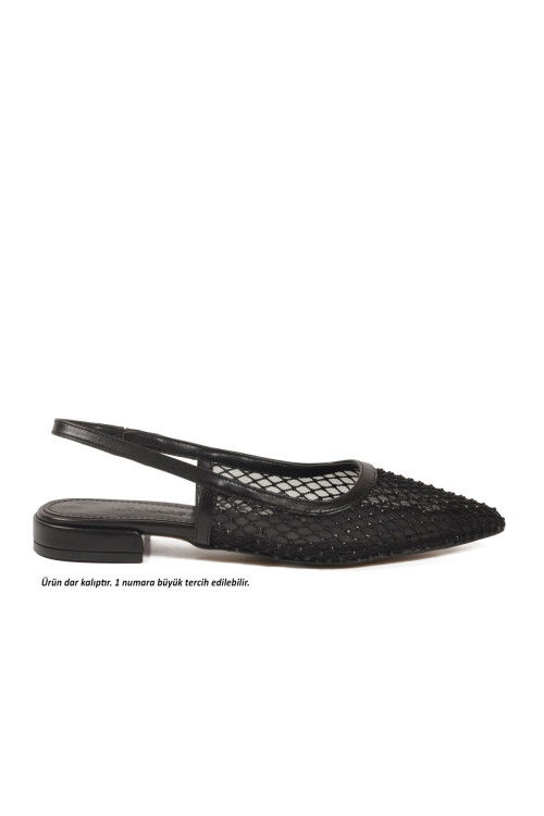 Siyah Taş İşlemeli Dar Kalıp Hafif Kadın Babet 312550 Z
