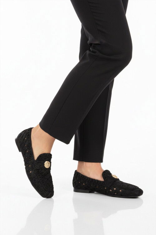 Siyah Anorak Hafif Esnek Kadın Babet Ayakkabı 666157 Z