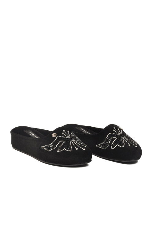 Siyah Tekstil Hafif Önü Kapalı Kadın Ev Terliği PC-55370 Z