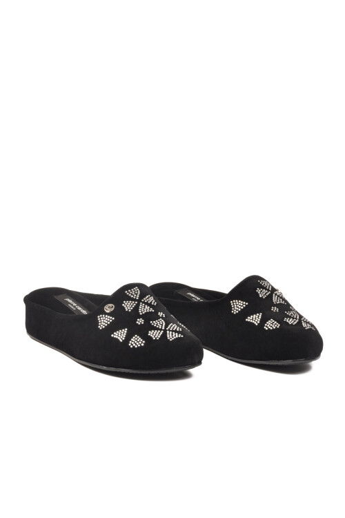 Siyah Hafif Tekstil Kadın Önü Kapalı Ev Terliği PC-55374 Z