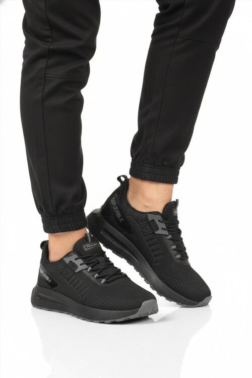 Siyah Fileli Hafif Esnek Hafızalı Taban Erkek Spor Ayakkabı Bst-654 M