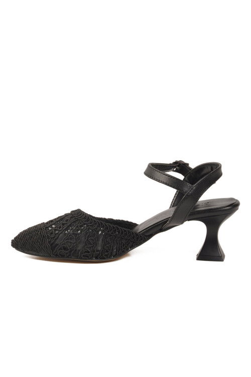 Black Knitted Heeled Womens Evening Shoes PC-54660 Z