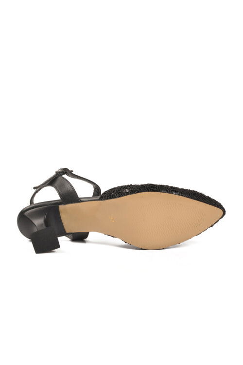 Black Knitted Heeled Womens Evening Shoes PC-54660 Z