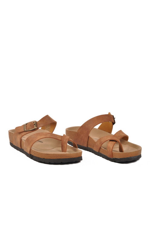 Taba Çift Bantlı Hafif Kadın Günlük Terlik PC-7547 Z