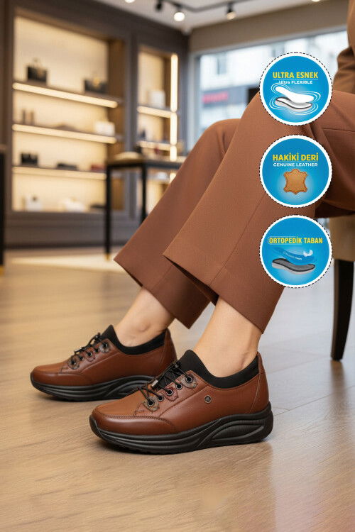 Taba Hakiki Deri Anatomik Kadın Casual Ayakkabı 2660 Z