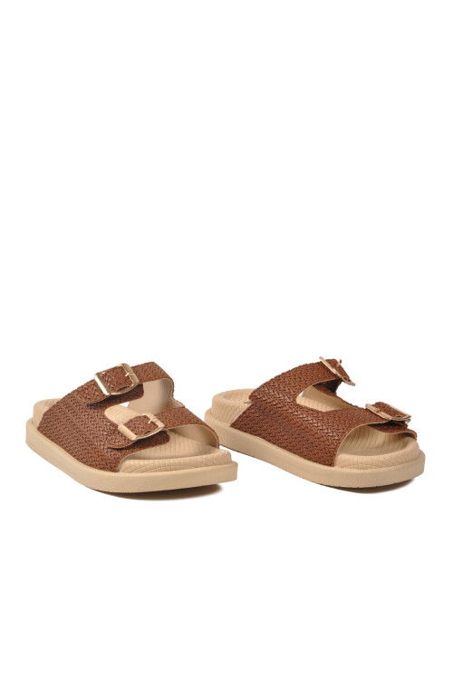 Taba Çift Bantlı Hafif Kadın Terlik PC-54687 Z