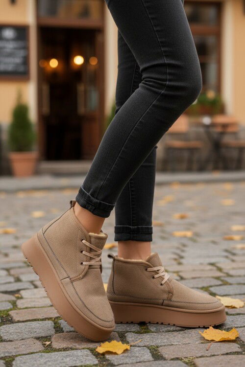 Vizon İçi Kürklü Bağcıklı Kadın Bot U-15 Z