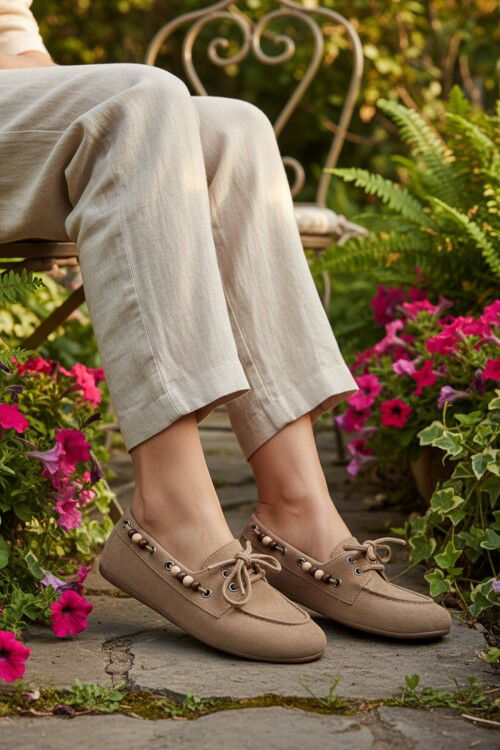 Vizon Süet Hafif Esnek Kadın Babet Ayakkabı 572489 Z