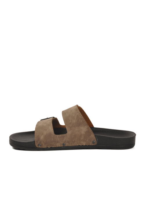 Vizon Çift Bantlı Hafif Deri Erkek Terlik PC-7038 M