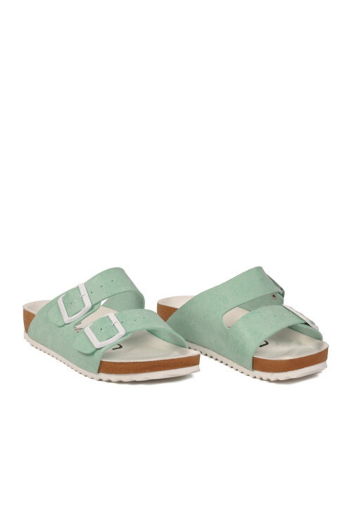 Yeşil Çift Bantlı Kadın Hafif Terlik BN-1452 Z