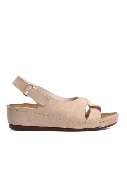 Beige Heel Gel Supported Womens Slippers 09-192 Z