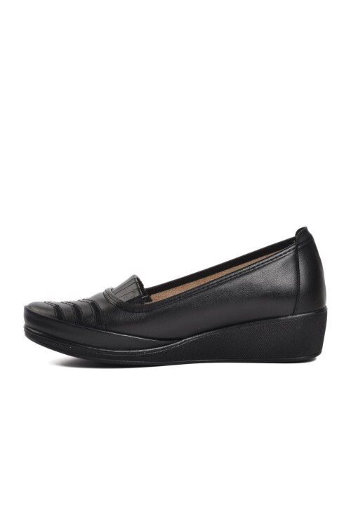 Black Leather Anatomical Womens Casual Shoes 176 Z