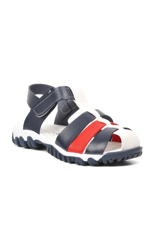Navy Blue-White Boys Sandals Şng 210111 F