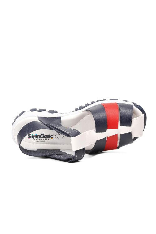 Navy Blue-White Boys Sandals Şng 210111 F