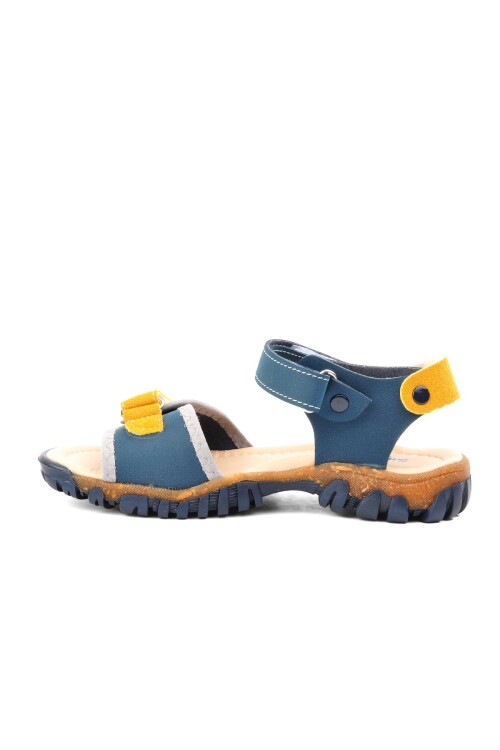 Lacivert Sarı Ortopedik Erkek Çocuk Sandalet 22Y06 F