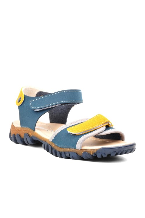 Lacivert Sarı Ortopedik Erkek Çocuk Sandalet 22Y06 F