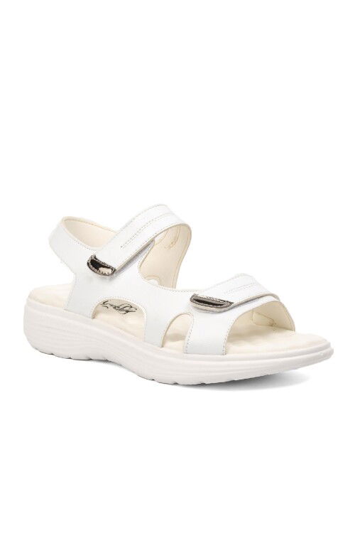 Beyaz  Kadın Düz Sandalet 336 Z