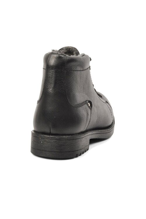 Black Genuine Leather Mens Boots with Fur Inside 454 M