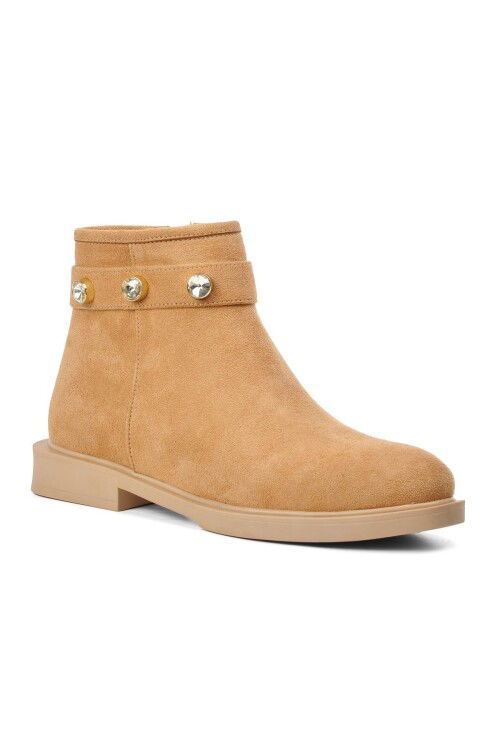 Beige Suede Womens Boots K020 Z