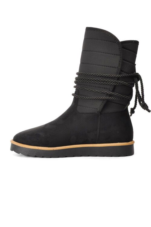 Black Suede Fur Lined Womens Boots K706 Z