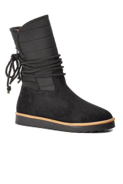 Black Suede Fur Lined Womens Boots K706 Z