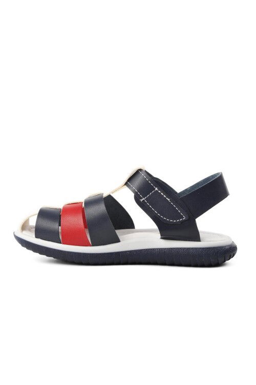 Navy Blue Red Boy Flat Sandals Ayakmod 1500 F
